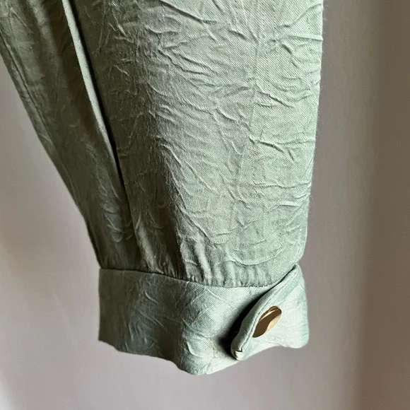 ZARA Sage Green Pants Button Cuff Women’s Small - Picture 4 of 6